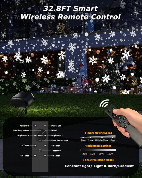 Snowflake Projector Lights with Remote, Timer, Dimmer, IP65 Waterproof丨Christmas Projector Lights Outdoor, 270° Rotation Projector Lights for Christmas Winter Wonderland Decorations Indoor Year