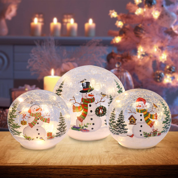 PHITRIC Christmas Decorations Indoor, 3 pcs Sparkling Christmas Snowman Globes with LED Lights and Timer, Tabletop Christmas Decor, Xmas Decorations for Fireplace, Table, Home Decor Indoor PHITRIC Christmas Decorations Indoor, 3 pcs Sparkling Christmas Snowman Globes with LED Lights and Timer, Tabletop Christmas Decor, Xmas Decorations for Fireplace, Table, Home Decor Indoor