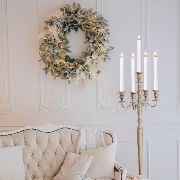 LED Flameless Window Candles with Remote Timer 10 PCS Battery Operated Flickering Taper Candle Lights with Removable Sliver Candle Holders Best for Xmas Wedding Home Dinner Décor