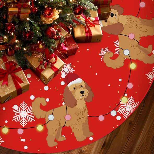 Christmas Tree Skirt Red Tree Skirts Golden Doodle Xmas Tree Skirt Tree Mat 48 Inch Dog Winter Christmas Decorations for Home Christmas Tree Skirt Red Tree Skirts Golden Doodle Xmas Tree Skirt Tree Mat 48 Inch Dog Winter Christmas Decorations for Home