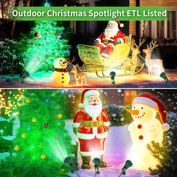 LED Christmas Spotlight Outdoor Plug in, 800LM Waterproof Flood Lights with 5 Extra Lenses (Red Green Blue Purple Orange), 5000K Landscape Light for Yard, Flag, Holiday Decor, ETL Listed, 2 Pack LED Christmas Spotlight Outdoor Plug in, 800LM Waterproof Flood Lights with 5 Extra Lenses (Red Green Blue Purple Orange), 5000K Landscape Light for Yard, Flag, Holiday Decor, ETL Listed, 2 Pack