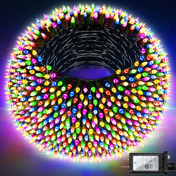 1500 LED 492FT Christmas Lights Outdoors, Green Wire LED String Lights with Timer Memory, Christmas Tree Lights for Indoor Outdoor Christmas Decorations Party Xmas Wedding Garden Patio (Multicolor)