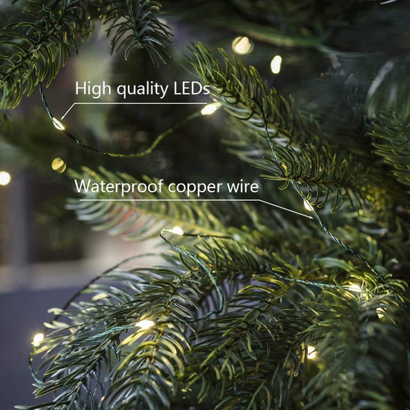 Green Wire Fairy Lights Plug in 100FT High Bright 300 LED Waterproof LED String Lights with Remote Warm White for Christmas Tree, Patio, Garden, Backyard