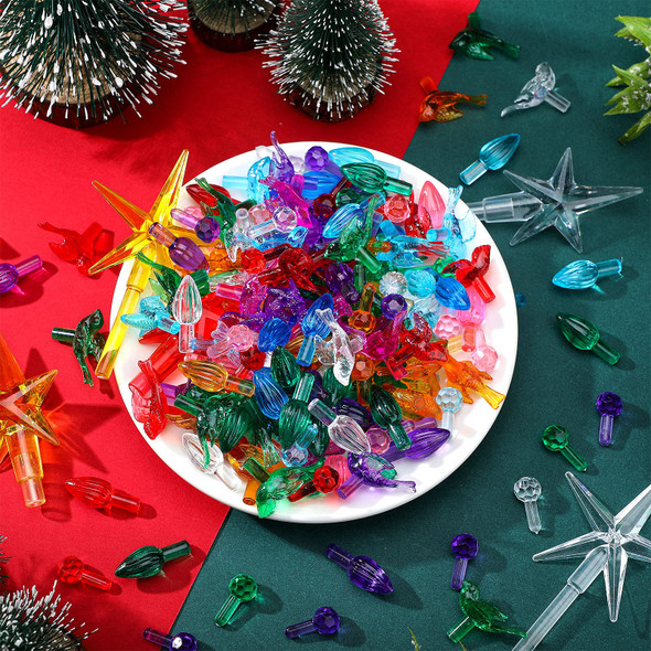 186 Pieces Ceramic Christmas Tree Replacement Bulb Set Includes 60 Ceramic Tree Replacement Lights Ornaments 60 Ceramic Tree Globe Lights 60 Christmas Tree Bird Lights 6 Stars(Multi Color)