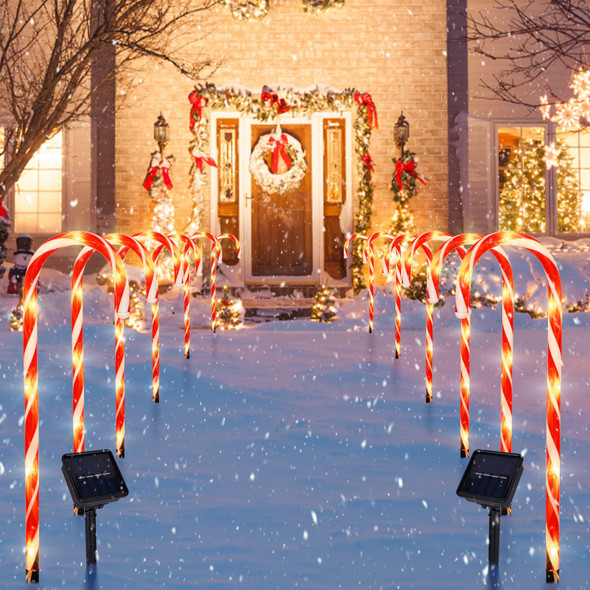 22" Candy Cane Lights Outdoor Pathway 2PK 12 PCS Candy Cane Christmas Decorations 8 Modes Solar Candy Cane Lights Total 15FT Christmas Pathway Lights Outdoor for Xmas Yard Garden Walkway Driveway