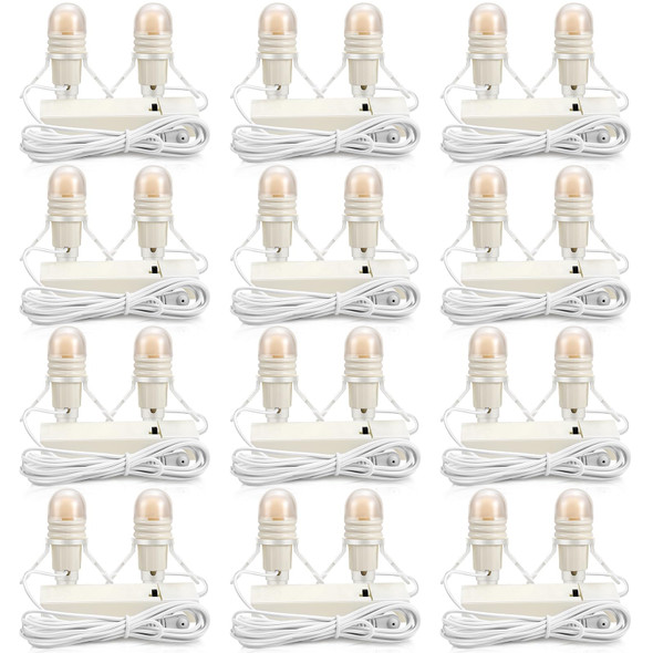 Roowest 12 Pack Accessory Cord with 2 LED Light Bulbs 6 Ft Warm Light Accessories for Halloween Christmas Village House Decorations Indoor DIY Crafts Salt Lamp Pumpkin Lights Decors