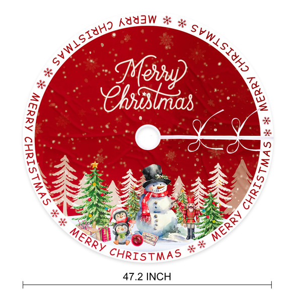 Christmas Tree Skirt 48 Inches,Snowman Xmas Tree Skirts for Christmas Happy Year Party Home Farmhouse Decor,Merry Christmas Tree Skirts for Christmas Decorations