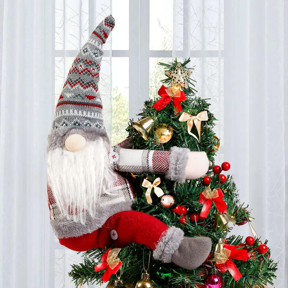 Sggvecsy Christmas Tree Topper Gnome Hand Made Christmas Gnome Decoration Funny Christmas Tree Topper Christmas Plush Gnome Ornaments Also be Used as Curtain Tie for Home Decor (Grey)