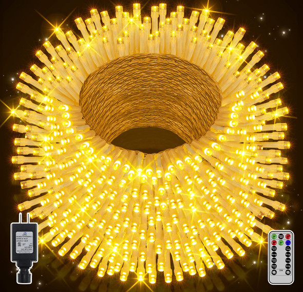 shineshine Christmas Lights 295FT/900LED, Waterproof Outdoor String Lights with Remote and Timer, 8 Modes Dimmable Fairy Lights for Indoor Outside House (Warm White)