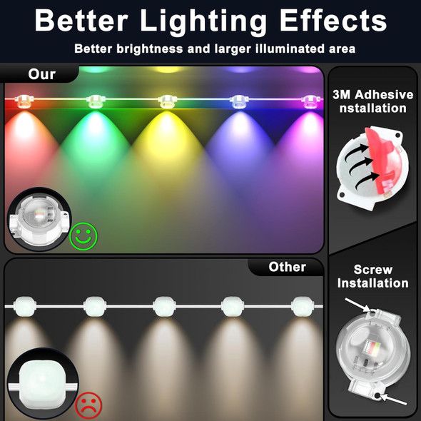 50FT Permanent Outdoor RGB Lights,IP67 Waterproof Smart LED Eaves Lights with App/Remote Control,for Christmas and All Holiday Decor (50ft eave Light)