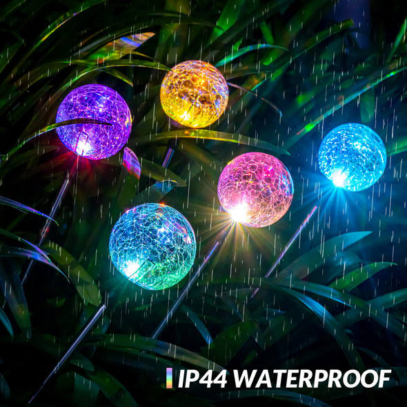 SOLPEX Solar Lights Garden, 6 Pack Solar Lights Outdoor, Multi-Color Changing Garden Spheres Large Outdoor Waterproof, Cracked Glass Ball LED Lights for Solar Garden Decorations