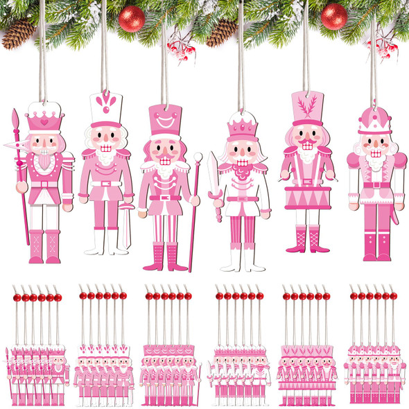 Spiareal 36 Pieces Christmas Nutcrackers Decorations Nutcracker Ornaments Wooden Hanging Christmas Decorations Nutcracker Figures (Elegant Style)
