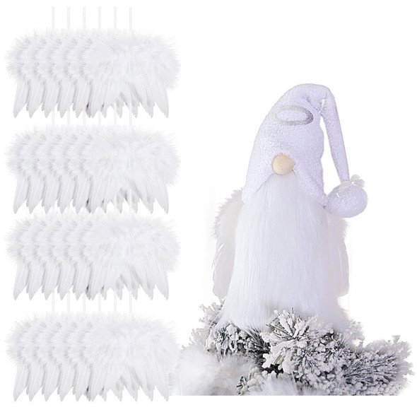 Sratte Christmas Angel Gnomes Treetop 23 Inch White and Silver Gnome Tree Topper and 24 Pcs 4.72 x 4.6 Inch Angel Feather Ornament Plush Christmas Tree Mantel Table Decorations for Xmas Winter Holiday Sratte Christmas Angel Gnomes Treetop 23 Inch White and Silver Gnome Tree Topper and 24 Pcs 4.72 x 4.6 Inch Angel Feather Ornament Plush Christmas Tree Mantel Table Decorations for Xmas Winter Holiday