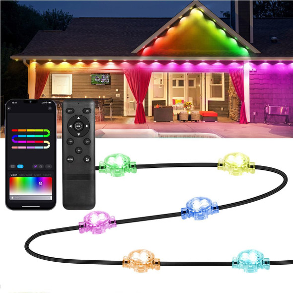 Sumaote Permanent Outdoor Lights, 100ft with 72 LEDs Smart RGBW+IC Outdoor Lights, Waterproof LED Eaves Lighting with 65 Themes for Halloween, Christmas and Daily, Work with Alexa/Google Assistant