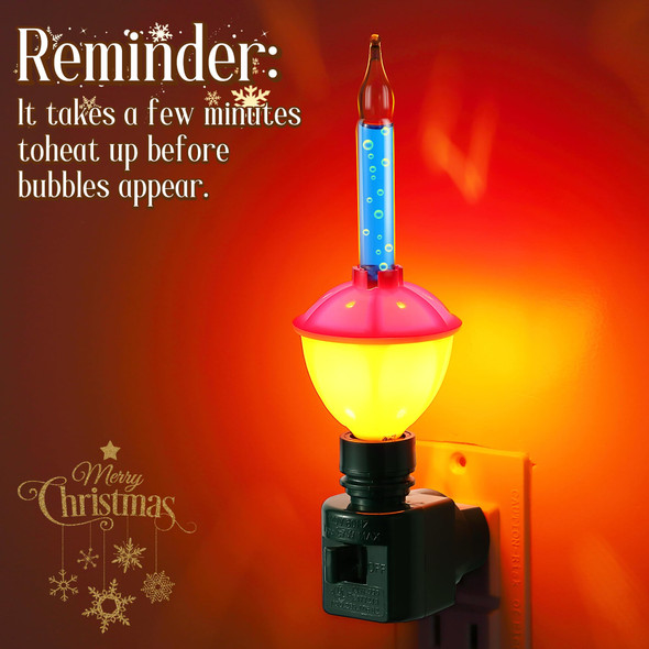 Sumind 6 Packs Traditional Christmas Bubble Lights, Vintage Bubble Night Lights with Christmas Green Swivel Plug in Base, Multicolor Fluid Christmas Lights with E12 Candelabra Bases