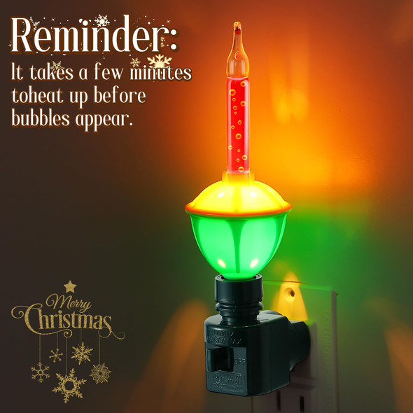 Sumind 9 Pieces Christmas Bubble Lights, Traditional Vintage Night Lights with E12 Candelabra Base, Colorful Fluid Christmas Lights with Swivel Plug in Base (Green Base)