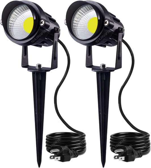 SUNVIE Outdoor Landscape LED Lighting 12W Waterproof Graden Lights COB Led Spotlights with Spiked Stand for Lawn Decorative Lamp US 3- Plug 6500K Daylight White (2 Packs) SUNVIE Outdoor Landscape LED Lighting 12W Waterproof Graden Lights COB Led Spotlights with Spiked Stand for Lawn Decorative Lamp US 3- Plug 6500K Daylight White (2 Packs)