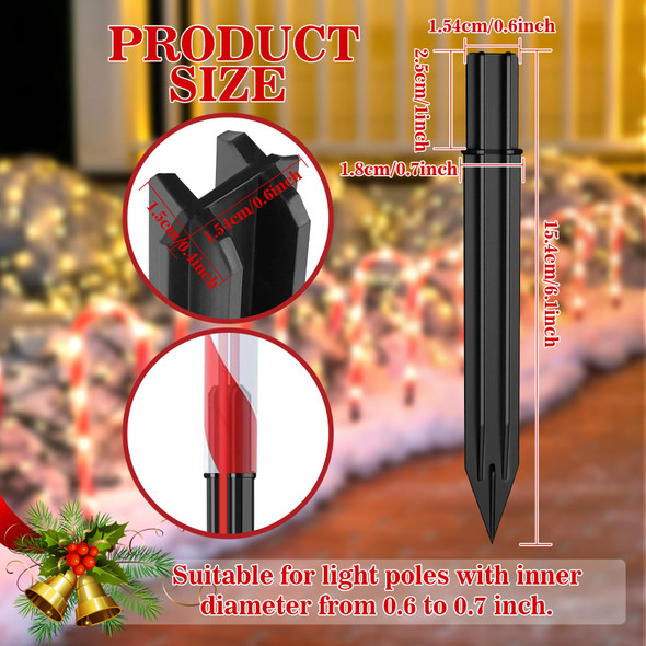 30Pcs Stakes for Outdoor Christmas Candy Cane Lights Replacement Pathway Markers Spike Replacer Plastic Inside Diameter 0.6-0.68 Inch for Maintain Garden Yard Landscape Lamps Pole 30Pcs Stakes for Outdoor Christmas Candy Cane Lights Replacement Pathway Markers Spike Replacer Plastic Inside Diameter 0.6-0.68 Inch for Maintain Garden Yard Landscape Lamps Pole