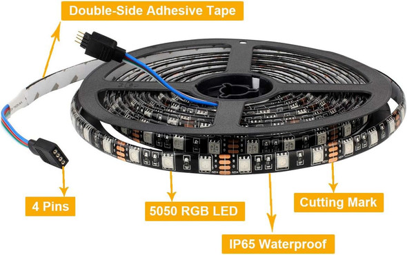 SUPERNIGHT LED Strip Lights, 16.4FT 5M SMD 5050 Waterproof 300LEDs RGB Color Changing Flexible LED Light Strip for Bedroom, TV Back Lighting, Christmas, Valentine's Day (Black PCB) SUPERNIGHT LED Strip Lights, 16.4FT 5M SMD 5050 Waterproof 300LEDs RGB Color Changing Flexible LED Light Strip for Bedroom, TV Back Lighting, Christmas, Valentine's Day (Black PCB)