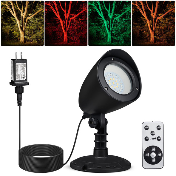 SURAIELEC Christmas Spotlight Outdoor, Remote Control LED Spot Lights, Indoor Plant Uplighting with Base, Landscape Light for Yard, Trees Decor, Red Green Yellow Warm Glow, Waterproof, 10FT Cord SURAIELEC Christmas Spotlight Outdoor, Remote Control LED Spot Lights, Indoor Plant Uplighting with Base, Landscape Light for Yard, Trees Decor, Red Green Yellow Warm Glow, Waterproof, 10FT Cord