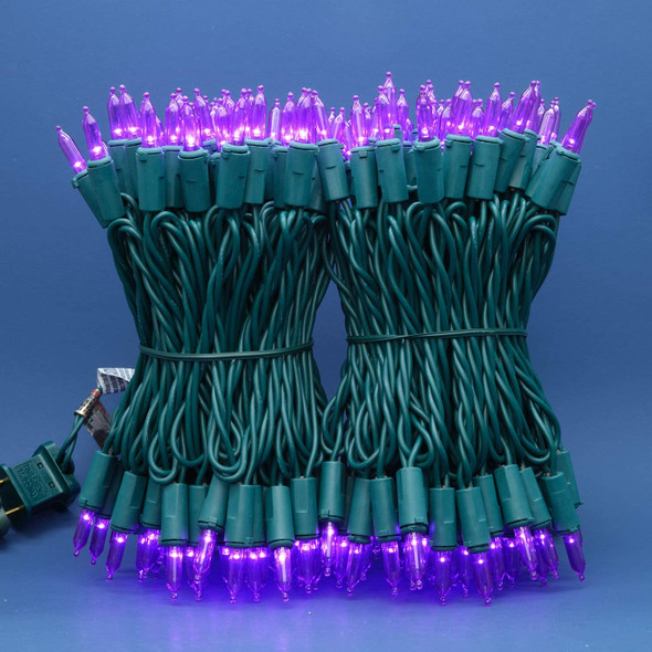 200 Count Purple LED Christmas Lights, 66 ft Green Wire UL Commercial Grade Holiday String Light Set (Purple)