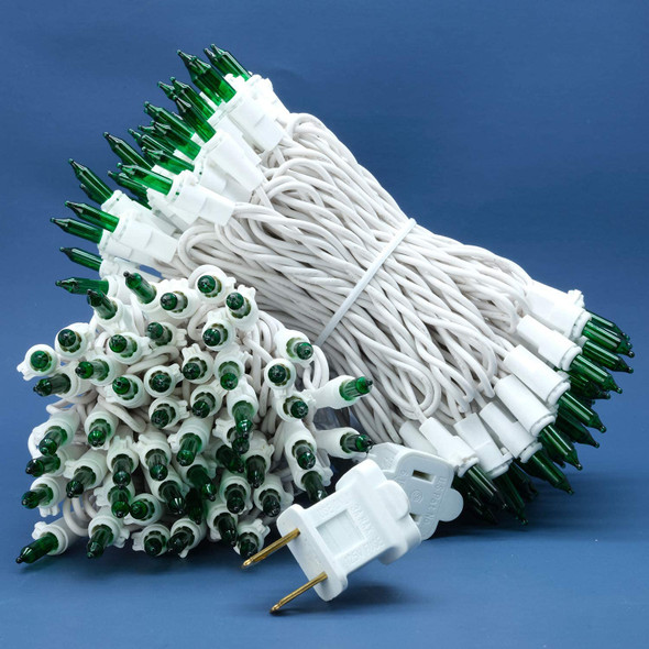 200 Count Green Christmas Lights, Pack of 2 Strands 100 Count 33 ft White Wire UL Listed Holiday String Light (Green)