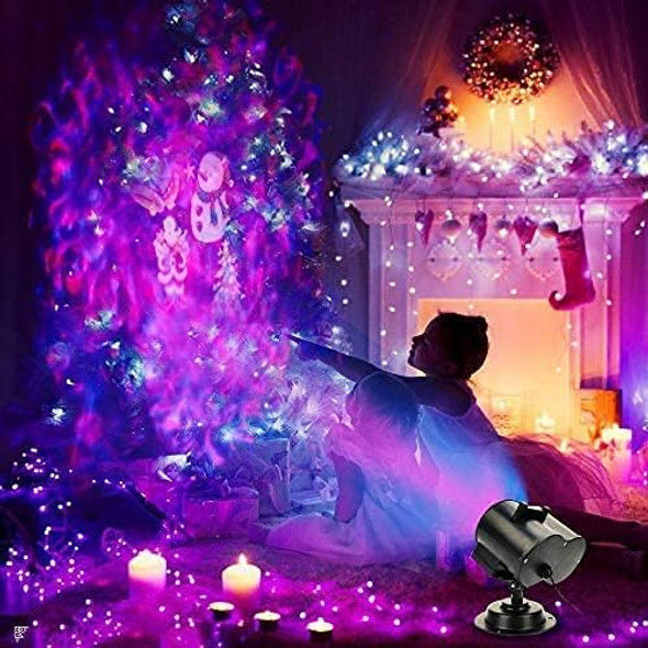 LED Christmas Projector Lights,2-in-1 Ocean Wave Projector,16 Slides 10 Colors,Remote Control Indoor Outdoor Waterproof Holiday Light for Halloween Christmas Birthday Party Garden Landscape Decoration