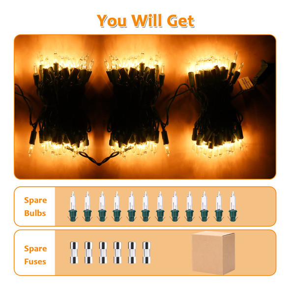 300 Count Christmas Lights - 3 Sets of 100 Mini Lights, 79.5 Ft String Lights with Replaceable Fuse and Bulb - Waterproof Connectable Indoor Outdoor Christmas Decoration in Warm White 300 Count Christmas Lights - 3 Sets of 100 Mini Lights, 79.5 Ft String Lights with Replaceable Fuse and Bulb - Waterproof Connectable Indoor Outdoor Christmas Decoration in Warm White