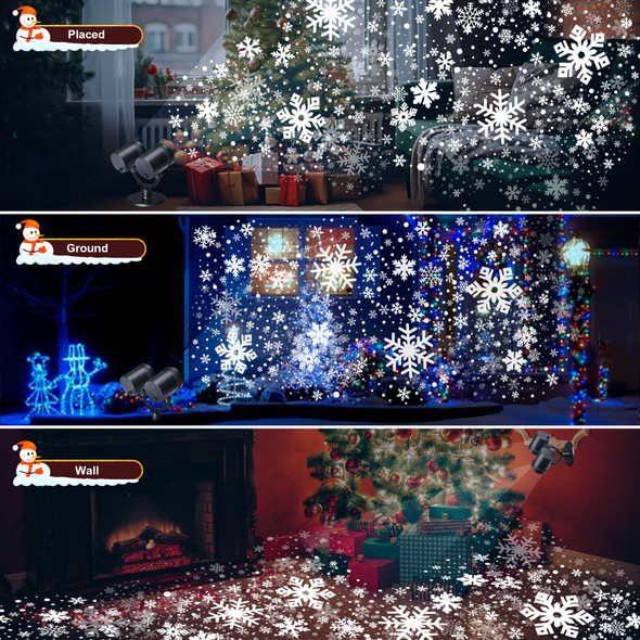Toodour Snowflake Christmas Projector Lights Outdoor, Double Head Dynamic Snowflake Projector Lights with Timer, Waterproof Holiday Decorative Lighting- Christmas Light for Yard Wall Indoor Xmas Decor