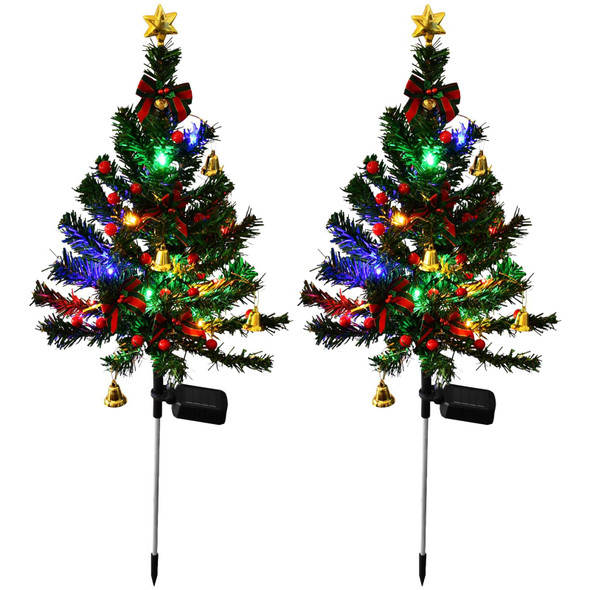 2 Set Solar Christmas Tree Lights Garden Stake Lights, Water-Proof LED Solar Powered Christmas Decorations Tree Lights Pathway Stake Lights for Yard Patio Landscape Decor(2set)