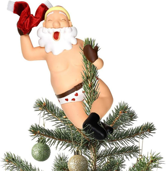 Tree Buddees Stripping Santa Funny Stripper Christmas Tree Topper - Large 10"