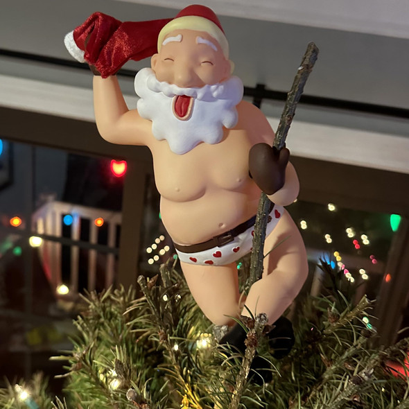 Tree Buddees Stripping Santa Funny Stripper Christmas Tree Topper - Large 10"
