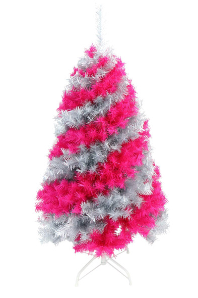 Tree Buddees Pink and Silver Swirl Colored Artificial Christmas Tree - 4 Foot