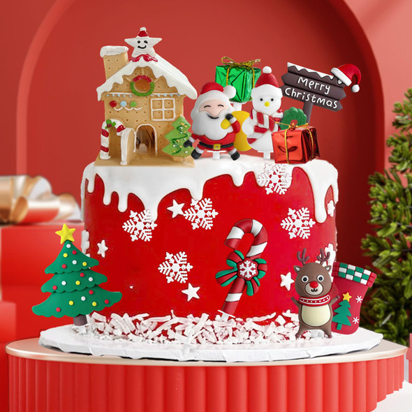 Christmas Cake Topper, Merry Christmas Cake Decorations Christmas Cake Toppers with Craft Xmas Tree Santa Reindeer Cake Decoration Christmas Party Cake Supplies for Christmas Holiday Christmas Cake Topper, Merry Christmas Cake Decorations Christmas Cake Toppers with Craft Xmas Tree Santa Reindeer Cake Decoration Christmas Party Cake Supplies for Christmas Holiday