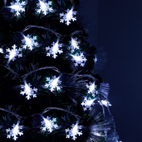 Twinkle Star 100 LED Christmas Snowflake String Lights, 49 FT Plug in Fairy Light Waterproof, Extendable for Indoor Outdoor Holiday Wedding Party, Xmas Tree, Year, Garden Decorations (White)