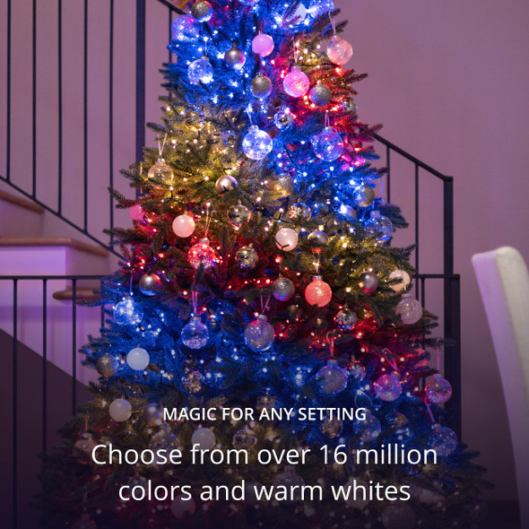 Twinkly Strings 600 LED RGB+White, LED Light String, in- and Outdoor Smart Multicolor LED Lights, Christmas Lights, Mappable LEDs, Compatible with Alexa, and Google Home, IP44, Green Wire, 157.5ft