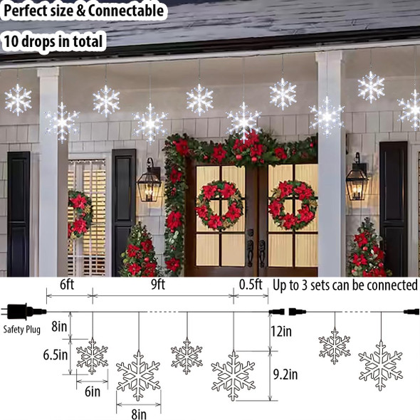 Christmas Snowflake Lights with 10 Drops, 9ft 150 LED Twinkling Cool White Icicle Christmas Lights, Waterproof Connectable Hanging Lights for Indoor Outdoor Eaves Window Curtain Porch Xmas Décoration Christmas Snowflake Lights with 10 Drops, 9ft 150 LED Twinkling Cool White Icicle Christmas Lights, Waterproof Connectable Hanging Lights for Indoor Outdoor Eaves Window Curtain Porch Xmas Décoration