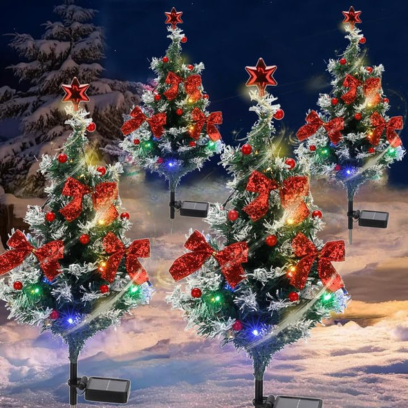 Solar Christmas Tree Light - Christmas Waterproof Small Pathway Lights, Outdoor Lights Christmas Decorations Cedar Xmas Tree with 20 LED Lights in 4 Colors for Garden/Yard/Patio, 4 Packs Solar Christmas Tree Light - Christmas Waterproof Small Pathway Lights, Outdoor Lights Christmas Decorations Cedar Xmas Tree with 20 LED Lights in 4 Colors for Garden/Yard/Patio, 4 Packs