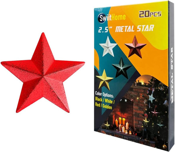 20 Pieces 2.3 Inch Metal Star, Barn Star for Home Decoration, Hanging Wall Decor for House, Iron Vintage Wall Arts and Crafts, Christmas Indoor Outdoor Decorations (Red) 20 Pieces 2.3 Inch Metal Star, Barn Star for Home Decoration, Hanging Wall Decor for House, Iron Vintage Wall Arts and Crafts, Christmas Indoor Outdoor Decorations (Red)
