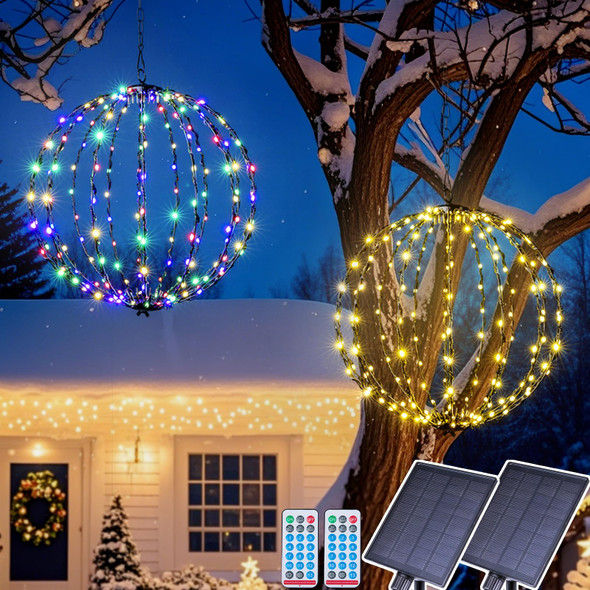 176 LED 13” Outdoor Christmas Light Balls, Solar Hanging Lighted Sphere Balls Lights, Prelit Fold Large Rechargeable Waterproof, Globe Light Ball for Outside Indoor Tree Eave Garden Decorations -2pack 176 LED 13” Outdoor Christmas Light Balls, Solar Hanging Lighted Sphere Balls Lights, Prelit Fold Large Rechargeable Waterproof, Globe Light Ball for Outside Indoor Tree Eave Garden Decorations -2pack