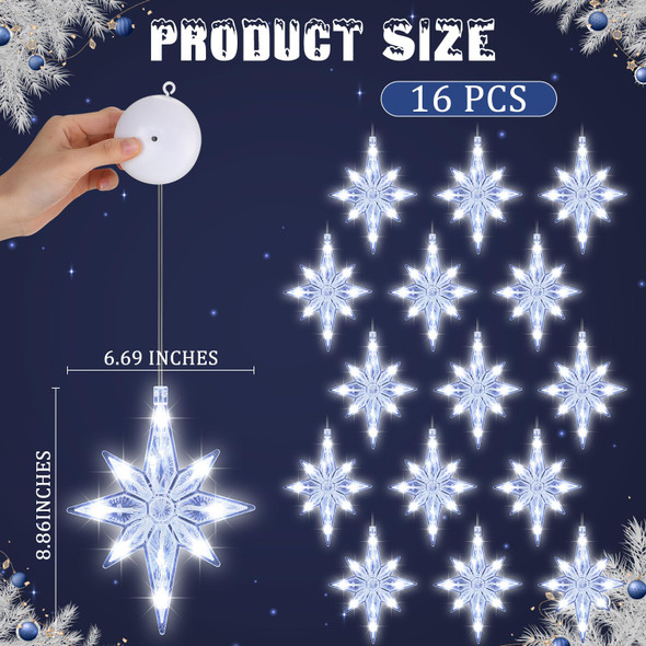 16 Pcs Bethlehem Christmas Window Star Lights Bulk LED Christmas Silhouette Hanging Window Lights with Suction Cups Plastic Lighted Star Tree Topper Decoration (Warm White) 16 Pcs Bethlehem Christmas Window Star Lights Bulk LED Christmas Silhouette Hanging Window Lights with Suction Cups Plastic Lighted Star Tree Topper Decoration (Warm White)