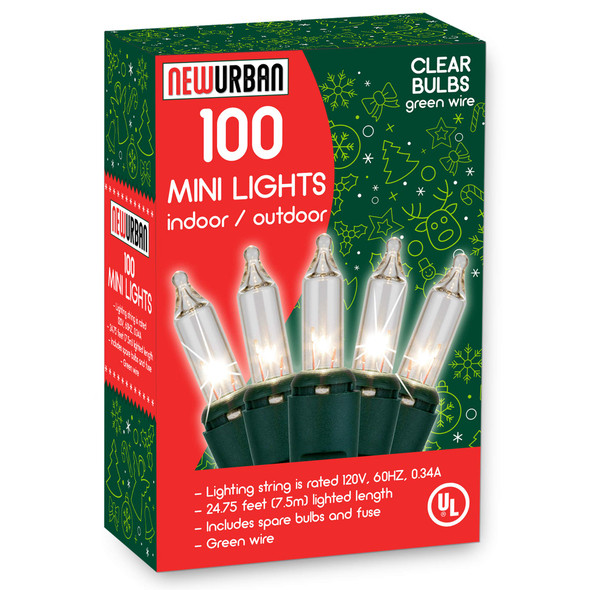 100 Christmas Mini Lights - 24.8 ft / 7.5m - 120V - Warm White Bulbs 2800K - Green Wire - 120V - End to End Connection - Indoor & Outdoor Use - Light Strings for Christmas Tree and Year Decoration 100 Christmas Mini Lights - 24.8 ft / 7.5m - 120V - Warm White Bulbs 2800K - Green Wire - 120V - End to End Connection - Indoor & Outdoor Use - Light Strings for Christmas Tree and Year Decoration