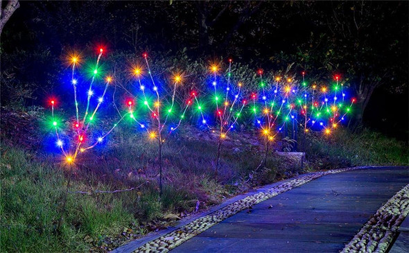 Vanthylit Pre-lit 3PK Christmas Twig Branches Pathway Lights with 30'' 60 LED Multi Color Bulbs Waterproof Plug in Brown Willow Branch Lights for Outdoor and Indoor Decor