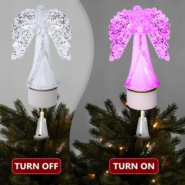 Vanthylit Christmas Tree Topper Light Up Angel Tree Top, Rotating and Multicolor Effect Christmas Lighted Tree Decorations for Home Party Xmas Indoor Decor