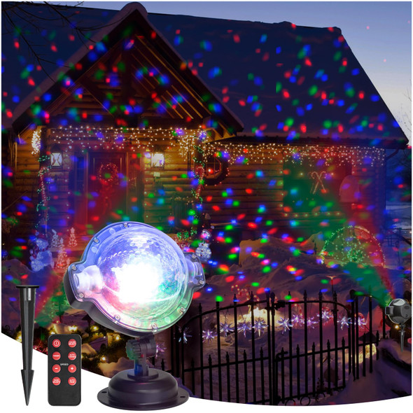 Vanthylit Christmas Projector Lights Outdoor Multi Function Rotating Falling Snow Projection for Xmas Moving Points Landscape Lights for Home Indoor Yard Garden Party with Not Include Battery