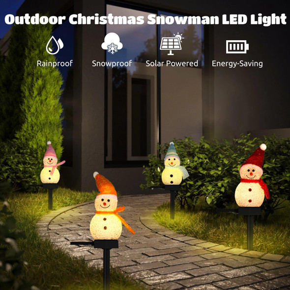 4 PCS Solar Snowman Light Decorations, Solar Christmas Snowman Stake Light, Outdoor Waterproof Solar Powered Garden Snowman Lights, Christmas Yard Decor, Decorative Pathway LED Light