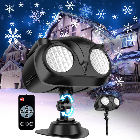 Verla Christmas Projector Lights Outdoor Snowflake Projector Lights with Remote Control, Christmas Decorations Snow Projector IP65 Waterproof Dynamic Snowfall Landscape Light for Holiday(Double Head)
