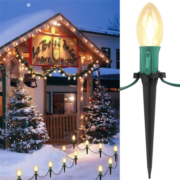 C9 Christmas String Lights for Pathway , 26FT LED 20 Clear Lights with 20 Stakes, Waterproof Shatterproof 2700K Warm White Linkable Walkway Lights for Outdoor Indoor Xmas Driveway Yard Garden Decor C9 Christmas String Lights for Pathway , 26FT LED 20 Clear Lights with 20 Stakes, Waterproof Shatterproof 2700K Warm White Linkable Walkway Lights for Outdoor Indoor Xmas Driveway Yard Garden Decor
