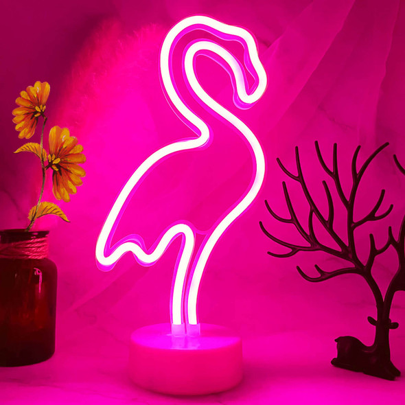 Neon Flamingo Light Flamingo Lamp Neon Sign Lights, Christmas Pink Flamingo s for Kids Girls and Women, USB/Battery Powered Light up Flamingo Led Night Light Room Desk Decor Art Stuff