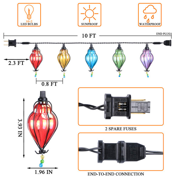 Multicolor - Decorative String Lights with 10 Bulbs Connectable-Indoor Outdoor Plug in Fairy Lights for Christmas Party Wedding Bedroom Patio Decor